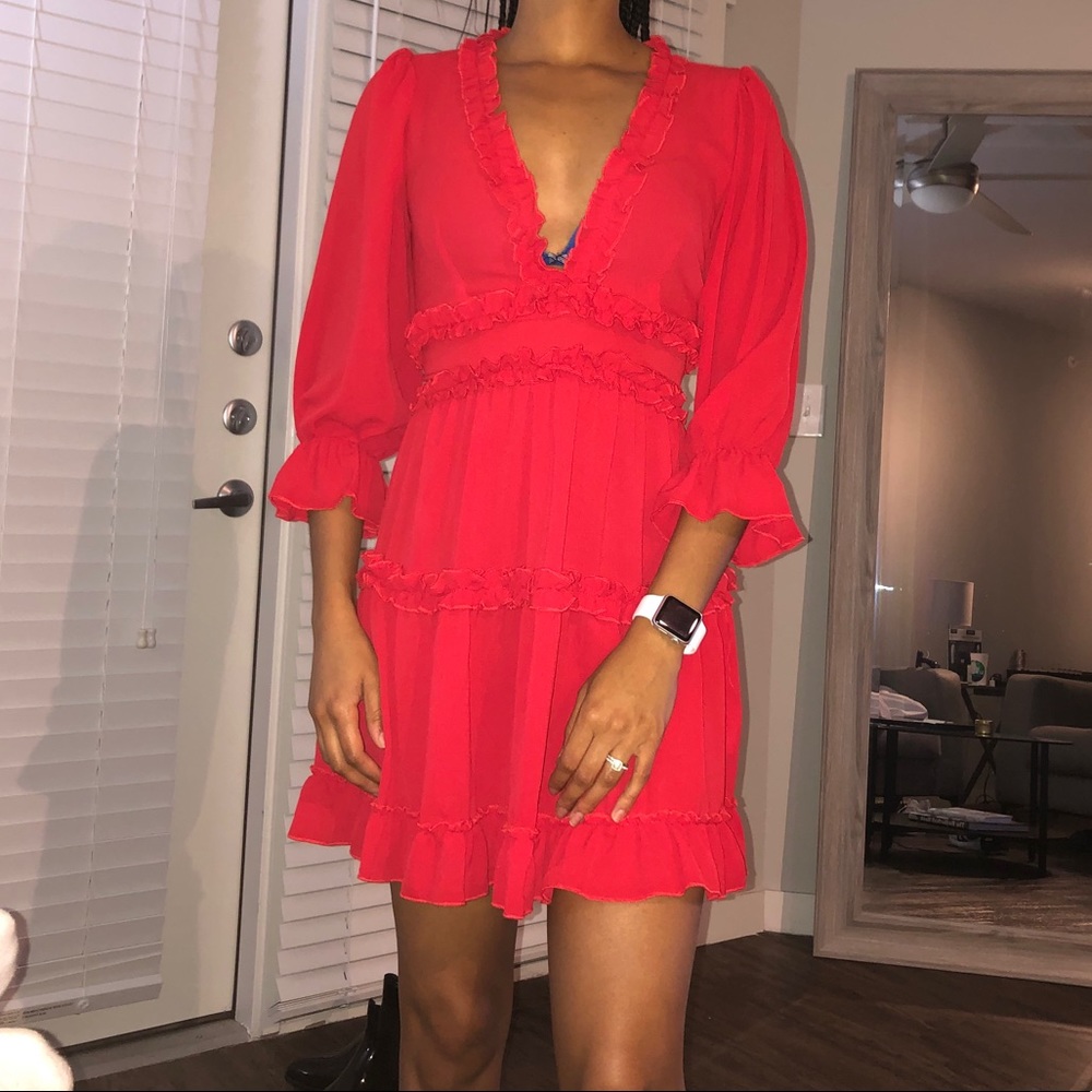 Ruffle Trim Skater Dress